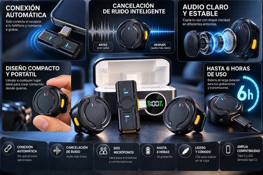 Micrófono Inalámbrico Q81 Pro™ | Audio Claro y Libertad para Crear